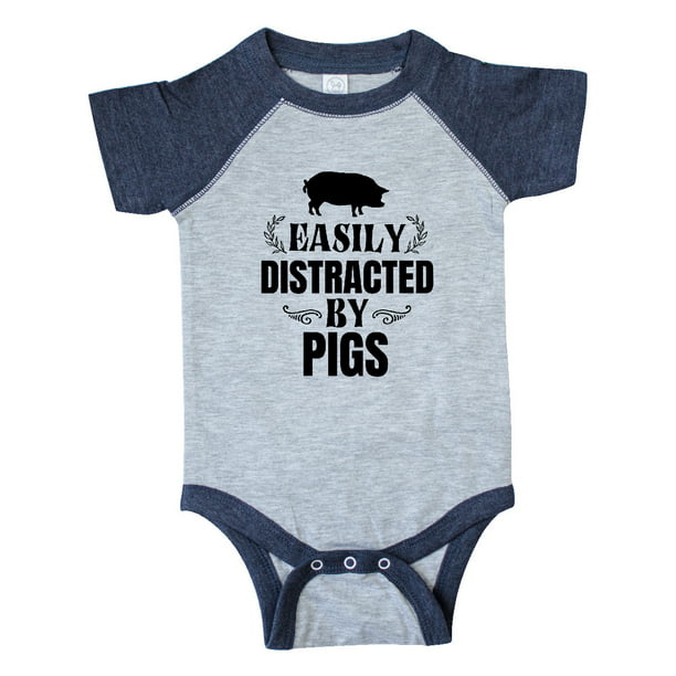 inktastic Easily Distracted by Pigs Infant Tutu Bodysuit 